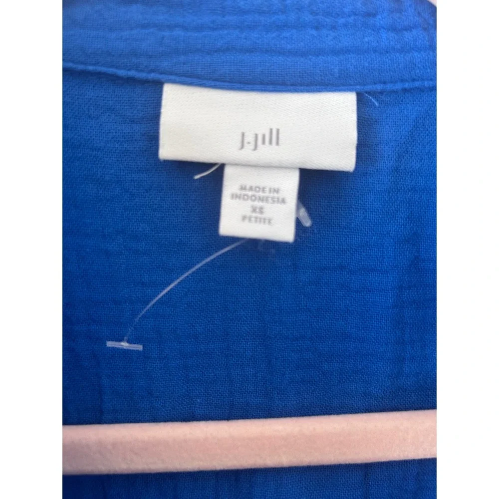 J. Jill 100% Cotton-Gauze‎ One-Pocket Blue Lagenlook Shirtdress SZ XS - Picture 5 of 10